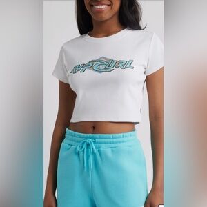 Rip Curl Women's Archive Logo Baby T-Shirt White NWT Size Large